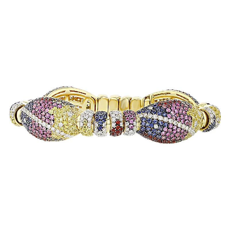 ladies-diamond-rose-gold-bracelets-Valente Milano Multi-Color Sapphire and Diamond Bracelet