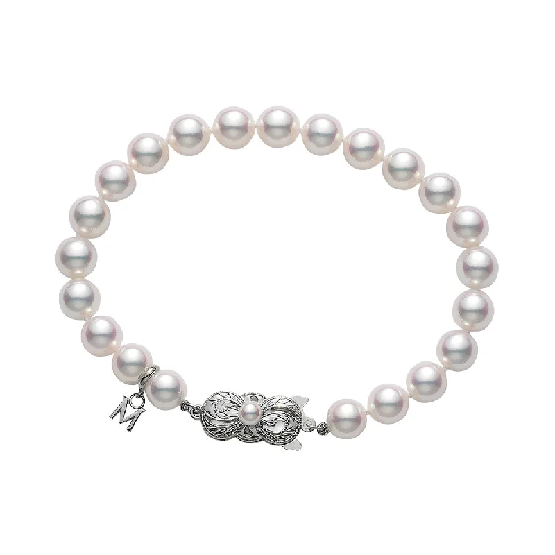 ladies-rustic-leather-wrap-bracelets-6-6.5mm A Pearl 7" Bracelet in 18K White Gold