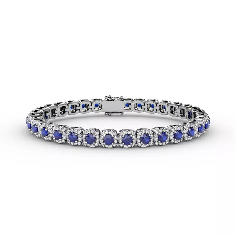 ladies-cross-hinged-bangle-bracelets-Fana Classic Cushion Cut Sapphire and Diamond Bracelet 1490