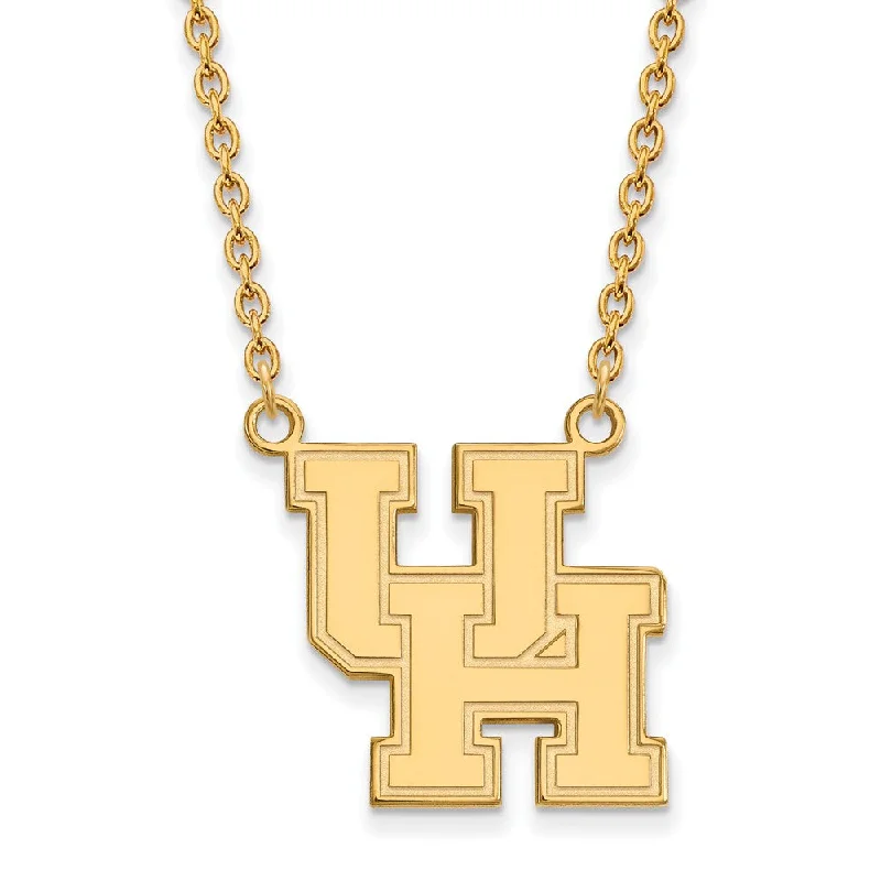 ladies-statement-diamond-necklaces-14k Gold Plated Silver U of Houston Large Pendant Necklace