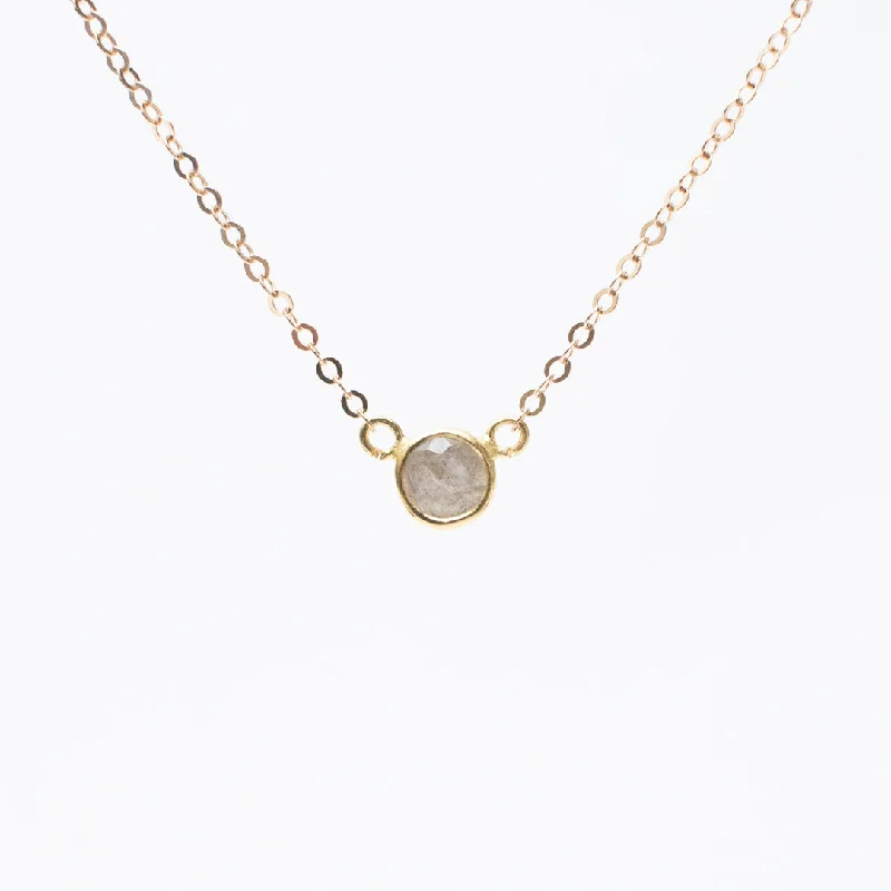 ladies-silver-diamond-necklaces-Gold Labradorite Comini Circle Stone Necklace