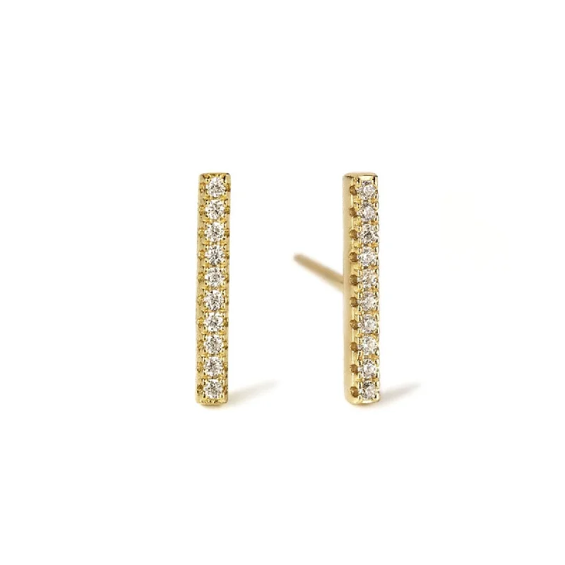 Ladies earrings for boho charm -Pavé Bar Stud Earrings