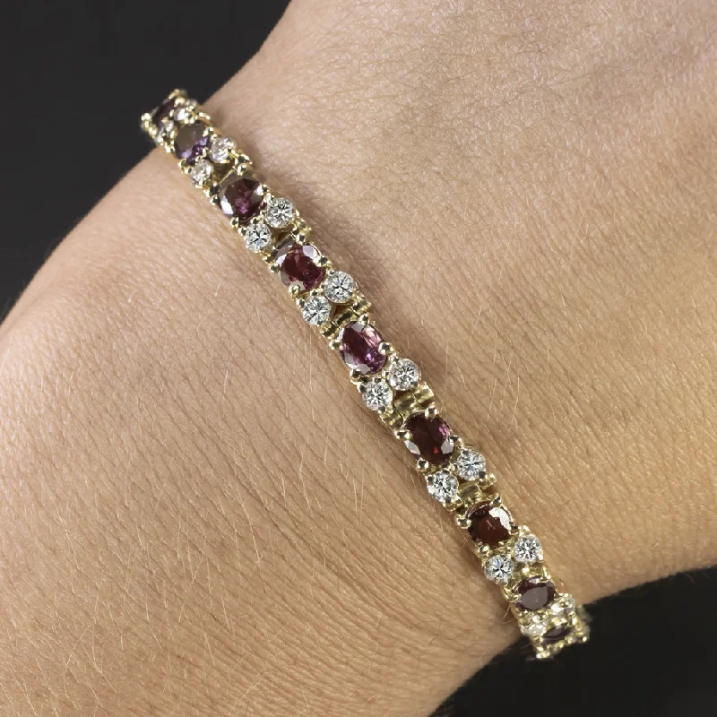 ladies-custom-multi-strand-bracelets-RUBY DIAMOND TENNIS BRACELET 12.25ct NATURAL 14k YELLOW GOLD ANNIVERSARY GIFT