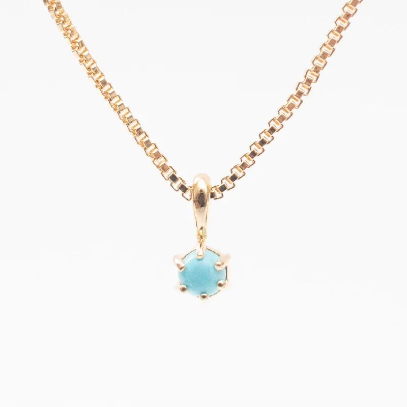 ladies-unique-box-chain-necklaces-Gold Vermeil Round Claw Set Turquoise Necklace