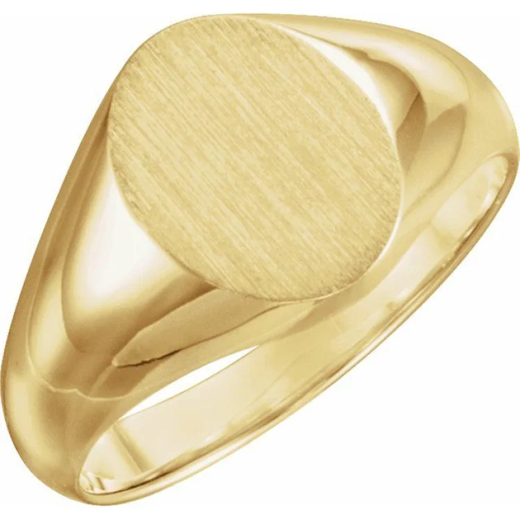 Ladies rings for seaside vibes -10K Yellow 10x8 mm Oval Signet Ring