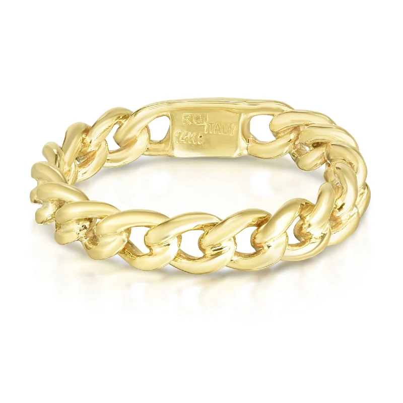 Ladies rings for trendy vibes -14K Gold Curb Ring