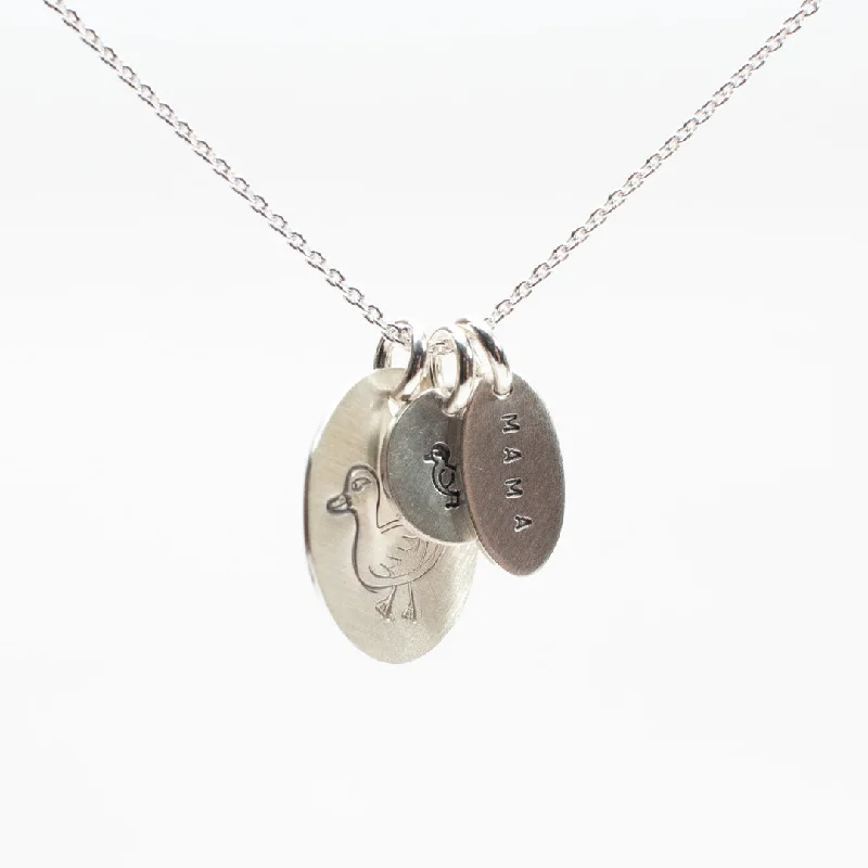 ladies-figaro-chain-silver-necklaces-Mama Duck Silver Necklace