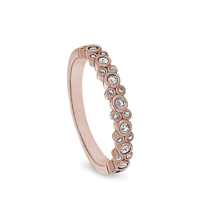 Ladies rings with oak designs -Rose Gold Finish Sterling Silver Bubbles Ring with Simulated Diamonds