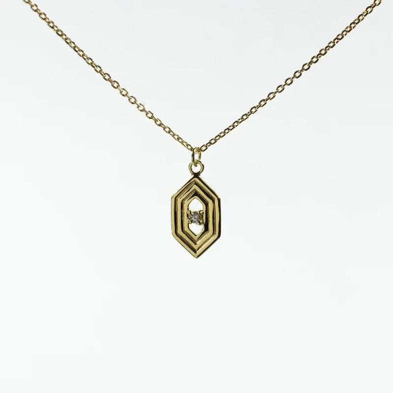 ladies-minimalist-box-chain-necklaces-Gold Vermeil Hexagon Shaped Necklace