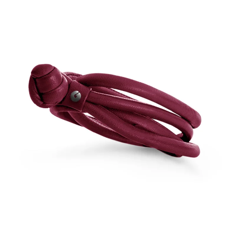 ladies-elegant-adjustable-cuff-bracelets-Wine Red Leather Bracelet