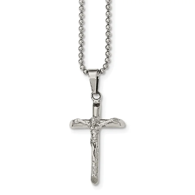 ladies-party-y-drop-necklaces-Crucifix Cross Necklace in Stainless Steel, 20 Inch