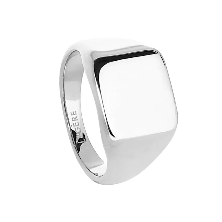 Ladies rings for bridal radiance -Stainless Steel Square Signet Ring  - Size 12