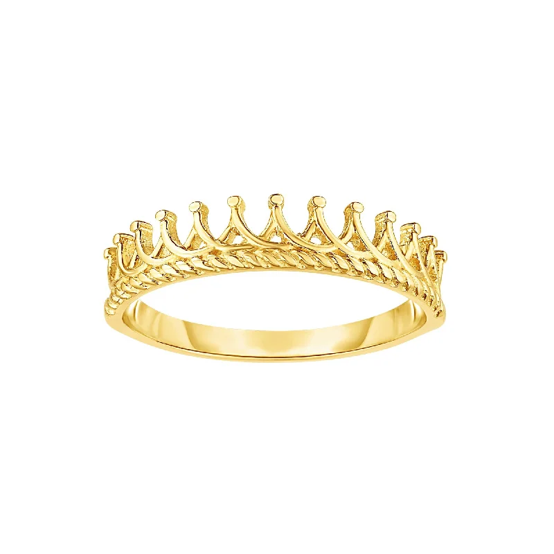 Ladies rings with cotton accents -14K Gold Crown Ring