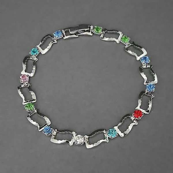 ladies-statement-diamond-bracelets-Urthn Multi Colour Austrian Stone Bracelet - 1400523